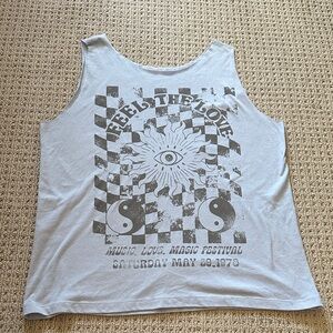 Source Unknown Gray Graphic Tank Top
